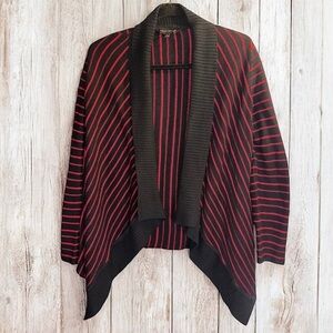 Ming Wang Women’s Black & Red Open Knit Cardigan - Size L